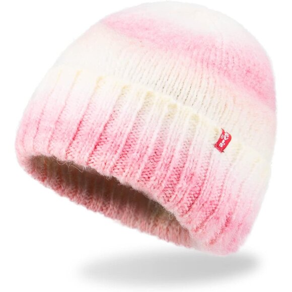 Women's Pink Cuffed Ombre Beanie and Scarf Set Style and Warmth Cozy - Picture 5 of 7